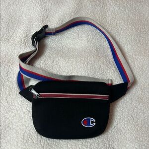 Champion Black Belt Bag with Sporty Striped Strap